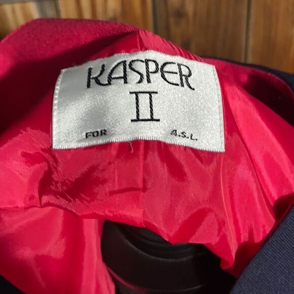 Kasper ll for A.S.L. Blazer vintage pink navy pockets lined 2X FIRM on PRICE - Picture 2 of 7